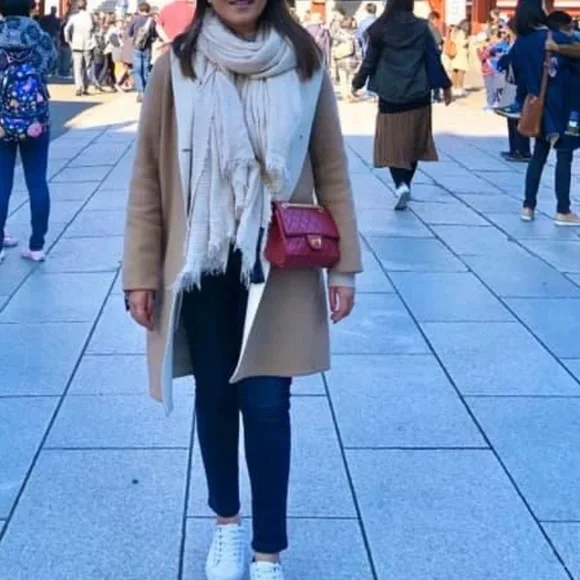 Uniqlo Light Camel Coat with Cream Interior Petite Fit with Hood and pockets - Picture 12 of 16